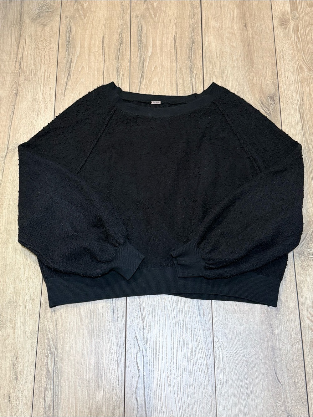 Free People Found My Friend Pullover Black Textured Sweatshirt Size Small - Picture 4 of 12